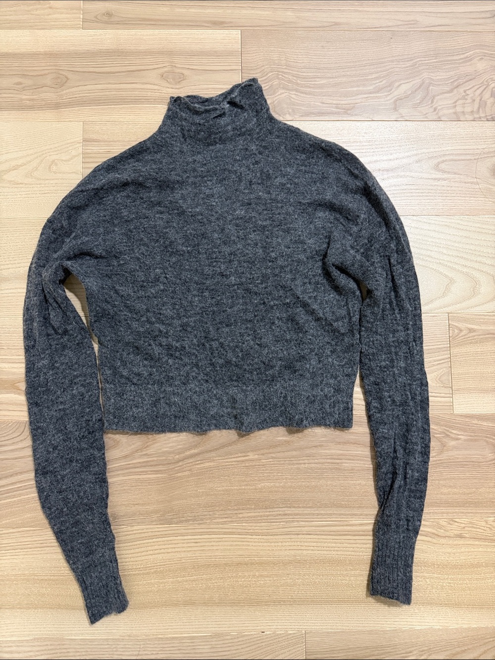 Zara Dark Gray Cropped Turtleneck Sweater